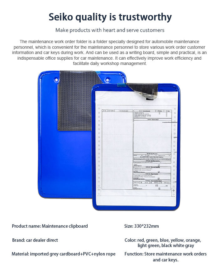 Repair Order Folder Clipboard For Car Mechanic