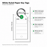 White-Ruled Paper Key Tags（250 per box）