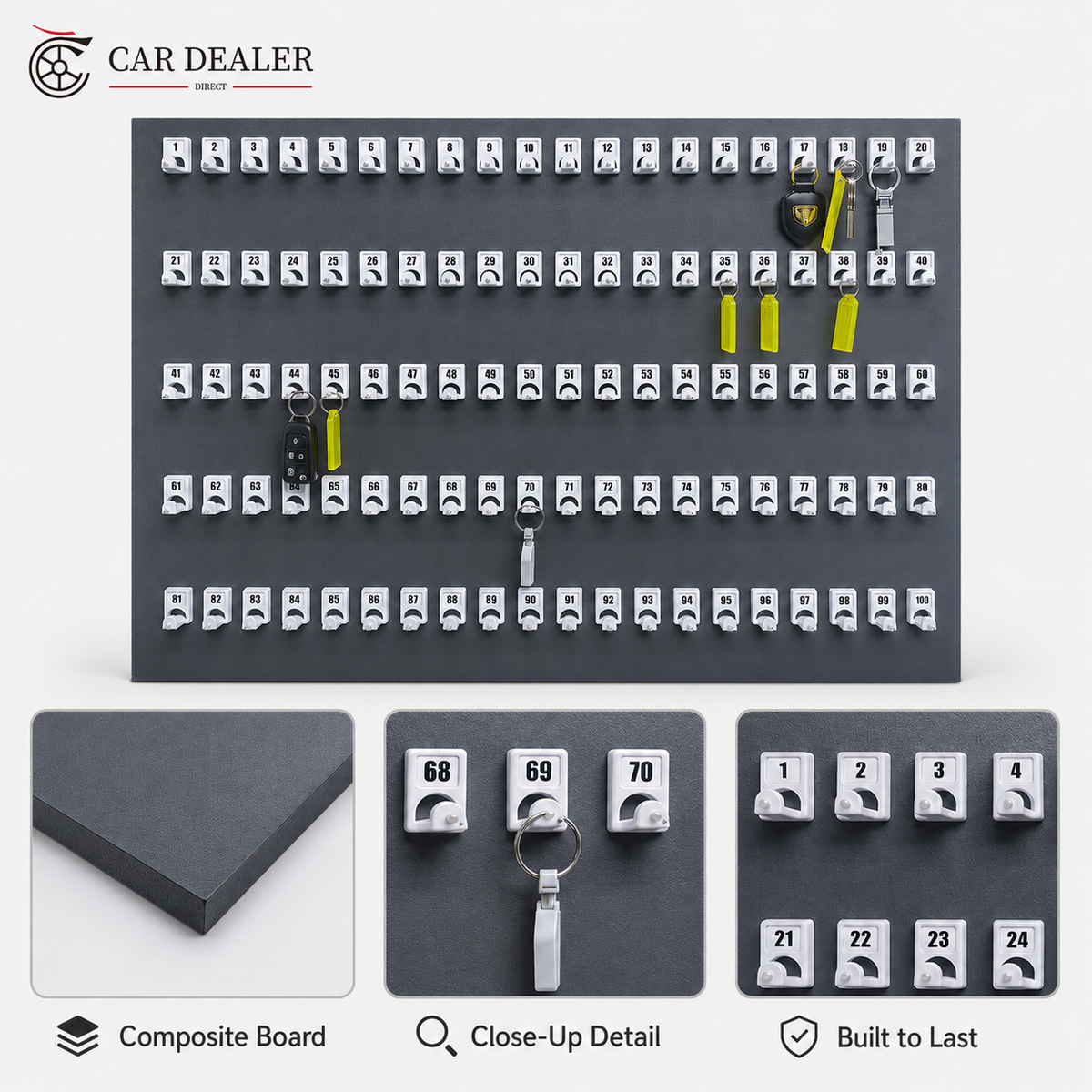 100 Position Key Holder Rack for Dealership Key Management