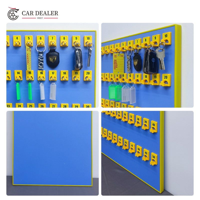 50-Key Wall Mounted Key Holder Board – Blue & Yellow