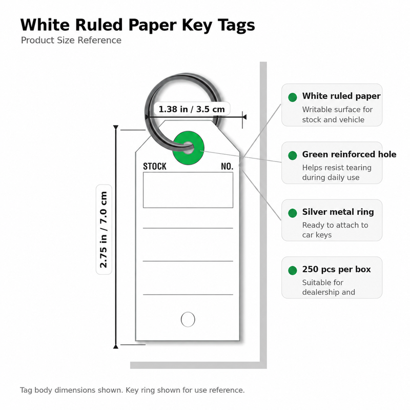 White-Ruled Paper Key Tags（250 per box）