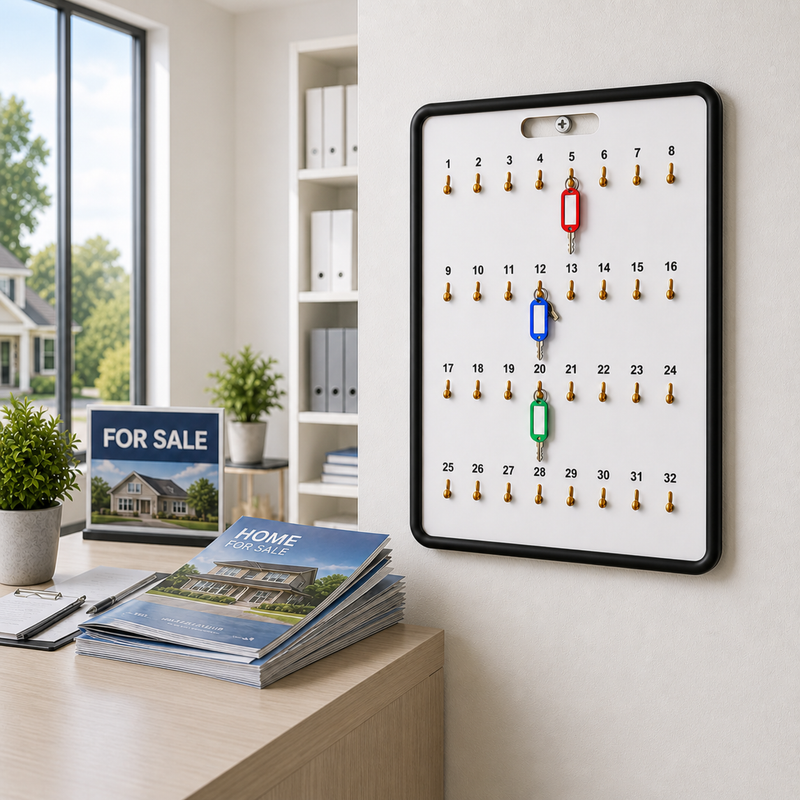 32 Hooks Wooden Car Key Hook Board