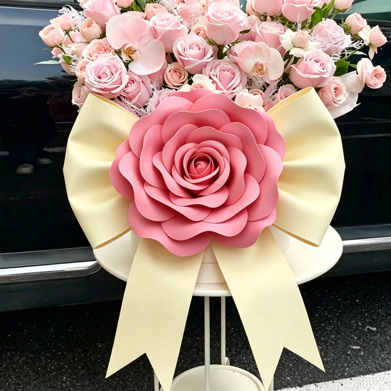 Magnetic Large Floral New Car Delivery Bow – Decorative Flower Car Gift Bow