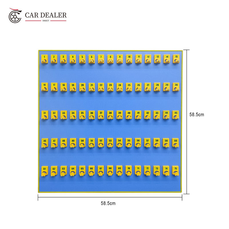 75 Hook Blue Key Holder Board for Dealerships & Facilities