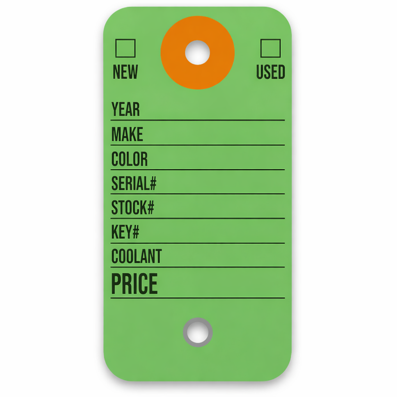 Dealership Key Tags, Two-Eyelet, With Rings