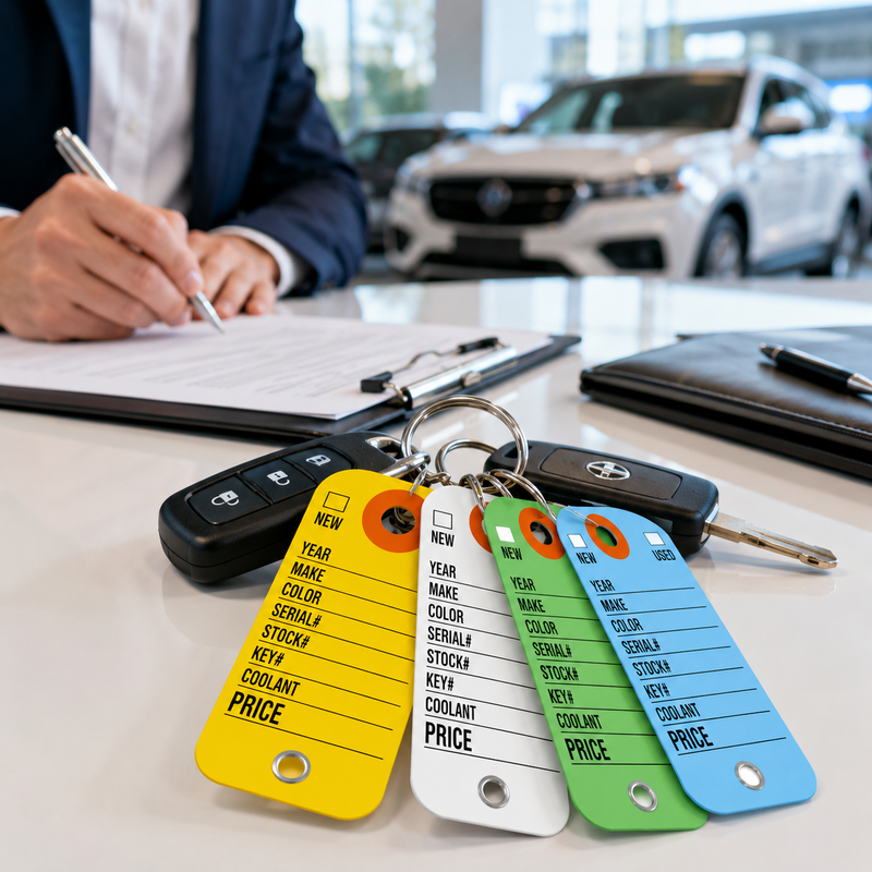Dealership Key Tags, Two-Eyelet, With Rings