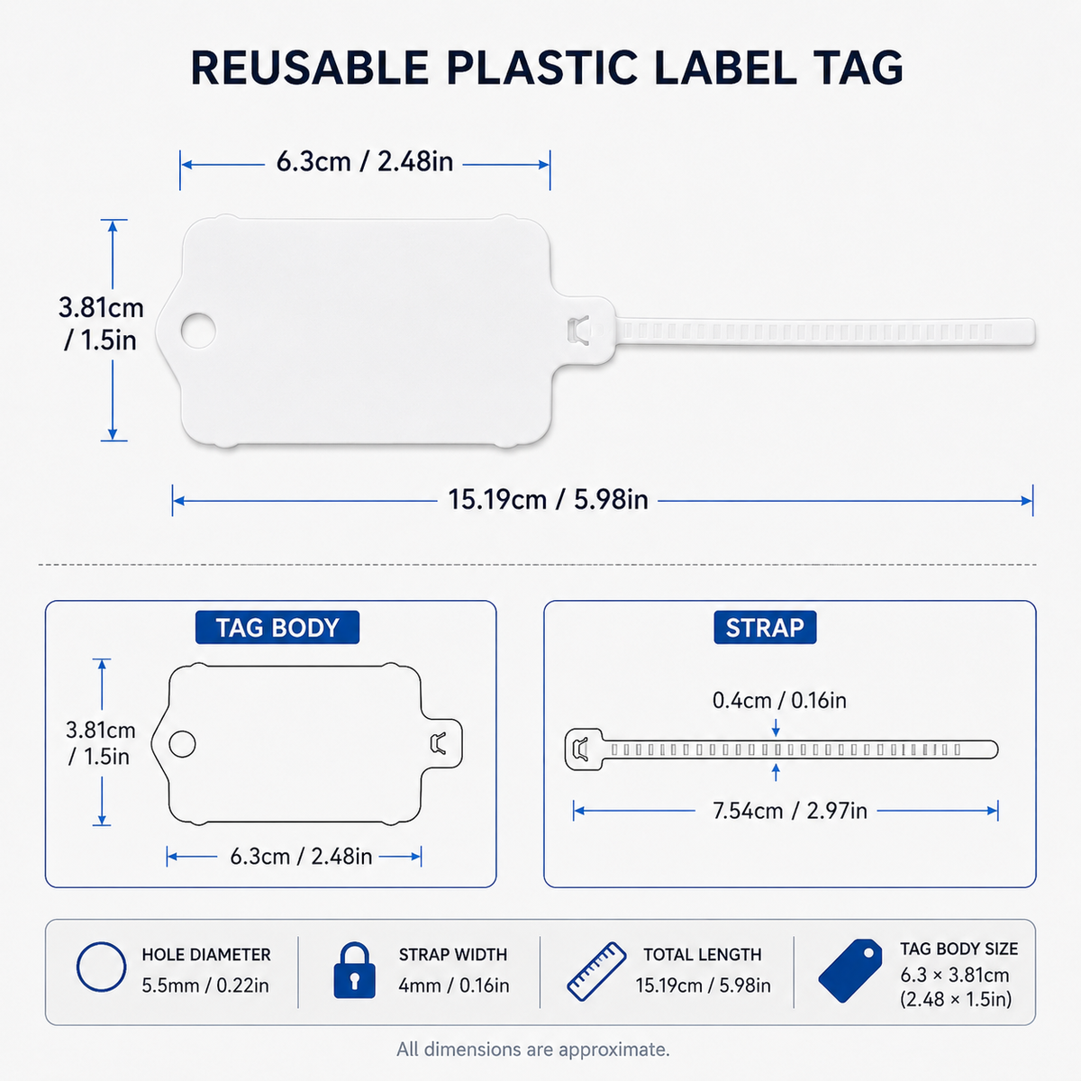 Reusable Plastic Label Tags – Waterproof Tie-On Tags