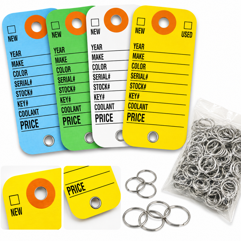 Dealership Key Tags, Two-Eyelet, With Rings
