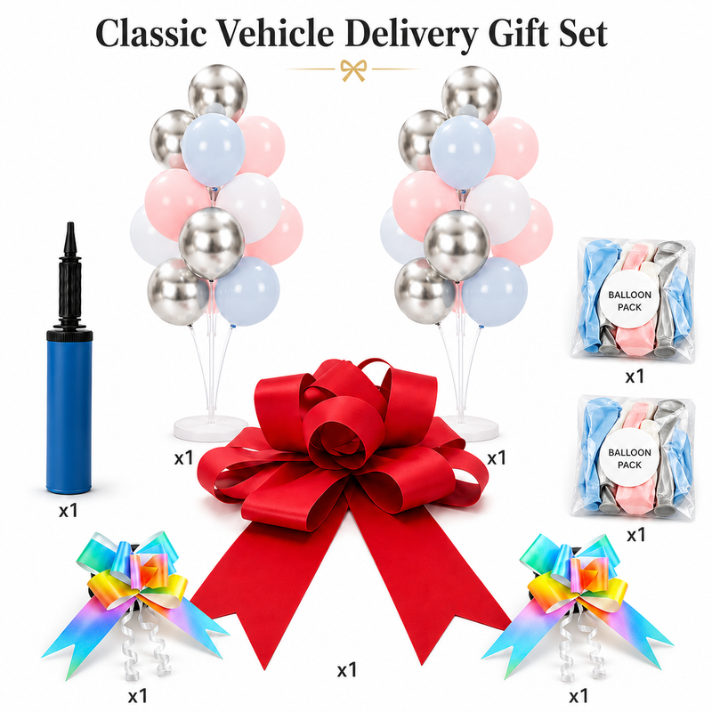 Classic Vehicle Delivery Gift Set – Car Handover Bow, Balloon Stand Kit