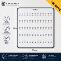 105-Hook Wooden Vehicle Key Board for Dealerships & Workshops