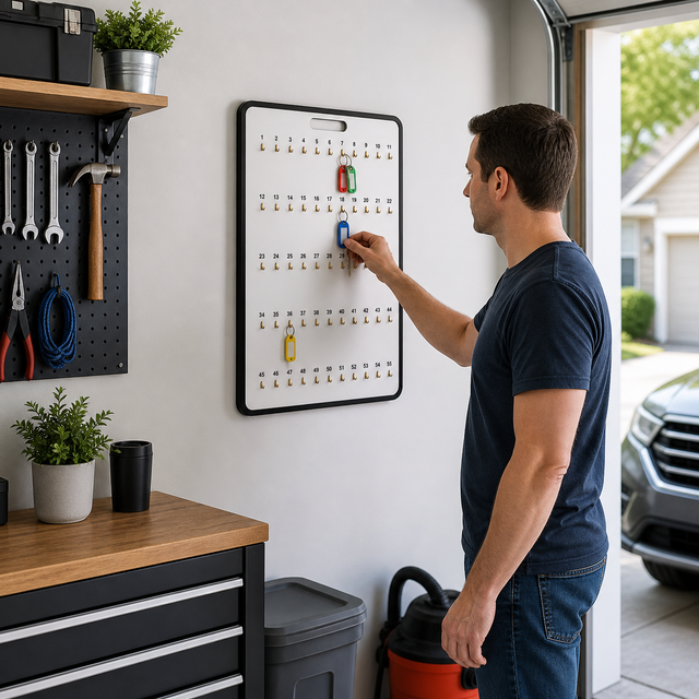55-Hook Wooden Vehicle Key Board for Dealerships & Workshops